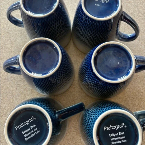 Pfaltzgraff Blue and Cream Textured Mugs - Picture 5 of 7